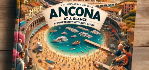 DALL·E 2024 03 21 08.49.36 A visually engaging and informative cover for a comprehensive travel guide titled Ancona at a Glance A Comprehensive Travel Guide. The cover featur
